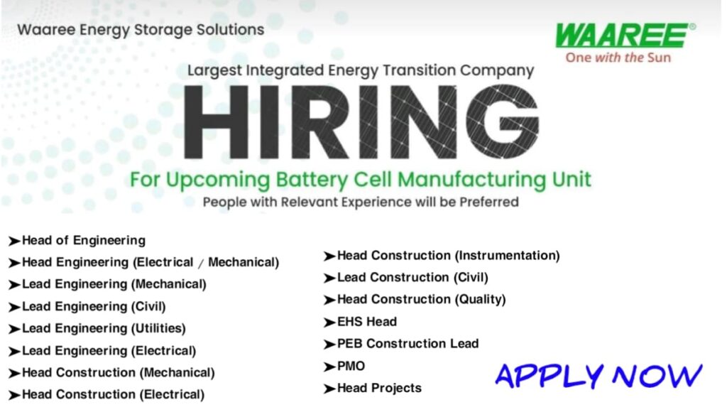 Waaree Energy Storage Solutions Recruitment 2026