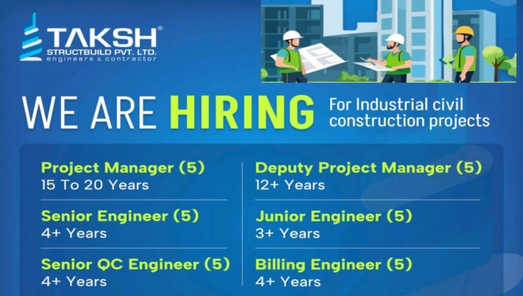 TAKSH Structbuild Pvt Ltd Hiring 2026