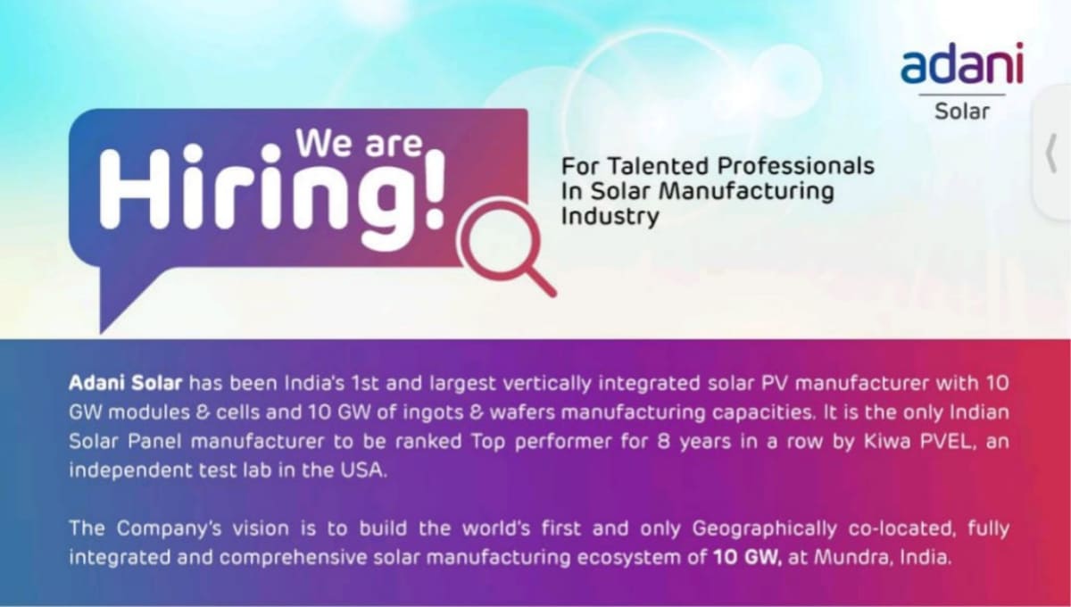 Latest Adani Solar Jobs 2026