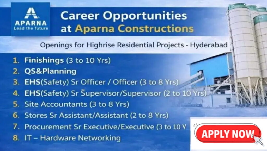 Aparna Constructions & Estates Pvt Ltd Hiring 2026