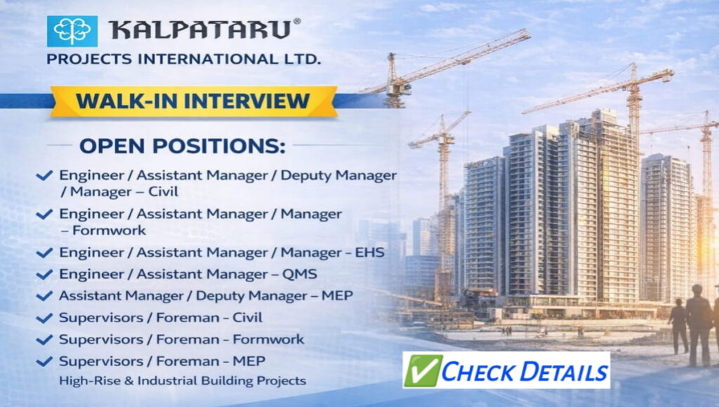 Kalpataru Projects Walk-In Interview 2026