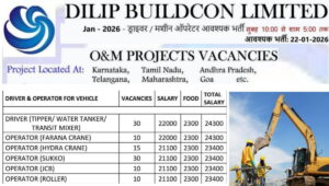 Dilip Buildcon Ltd Hiring Driver & Operator