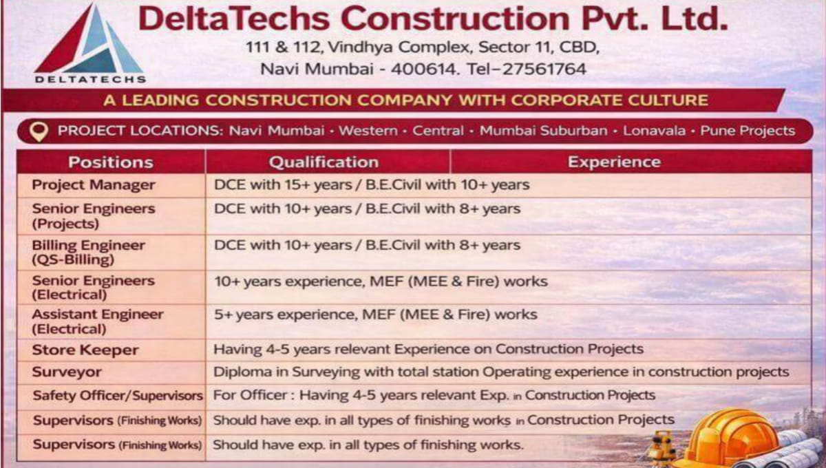 DeltaTechs Construction Pvt Ltd Hiring 2026