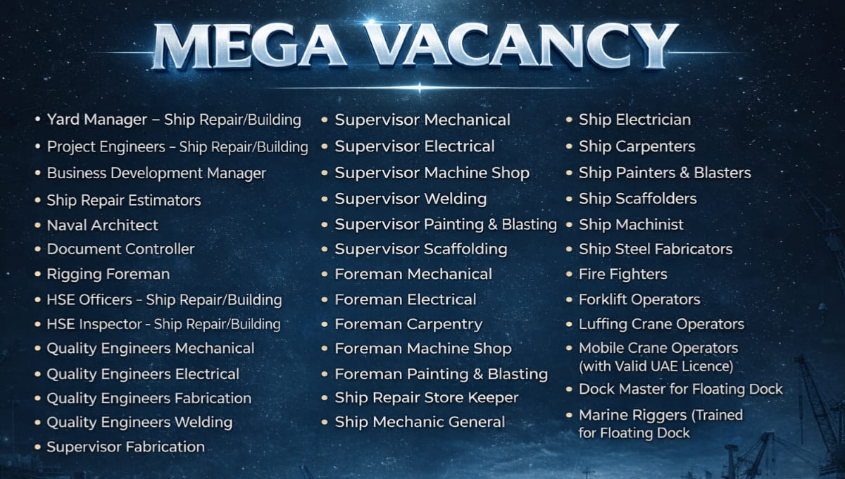 Jobs Vacancy in Abu Dhabi Shipbuilding Jobs in UAE