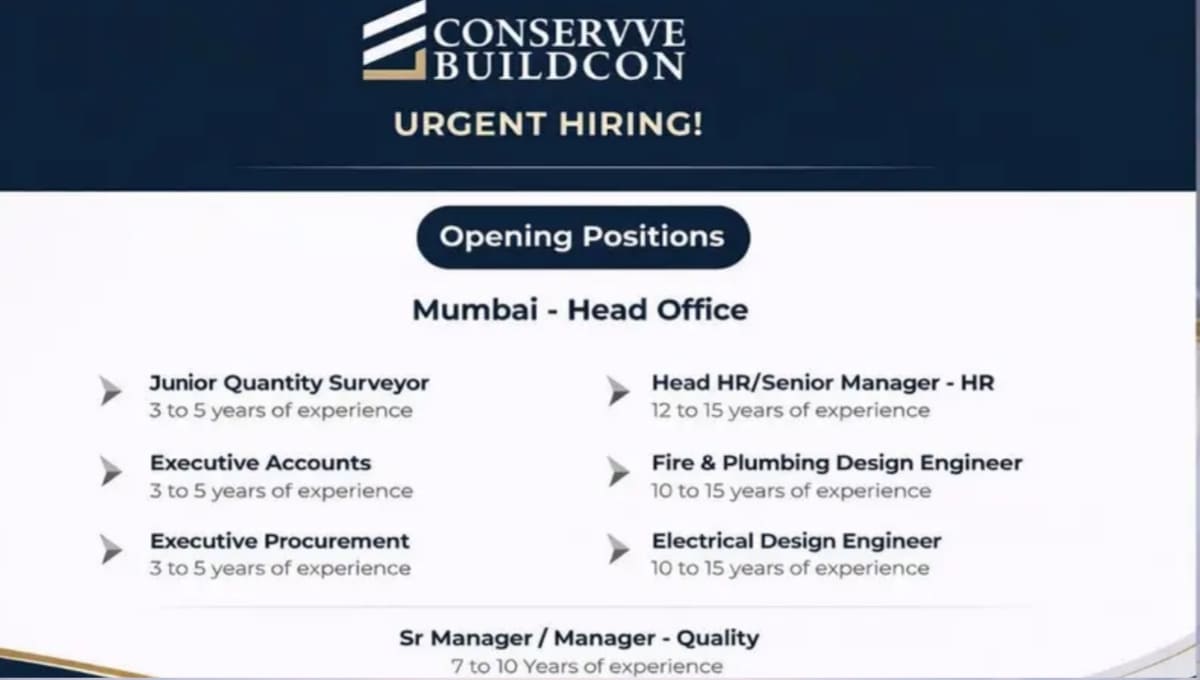 Conserve Buildcon Hiring 2026