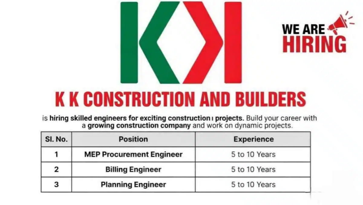 KK Construction and Builders Job Vacancy