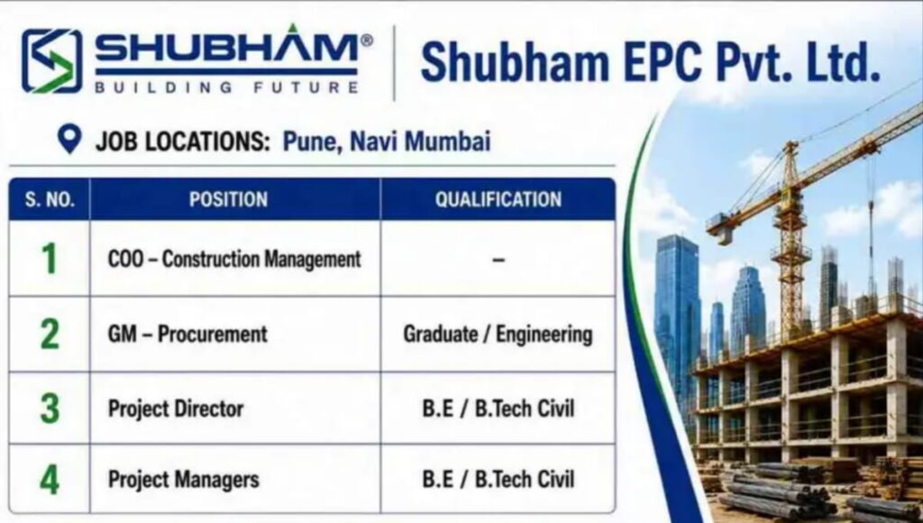 Shubham EPC Pvt Ltd Hiring 2026