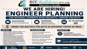 KCC Buildcon Pvt Ltd Hiring